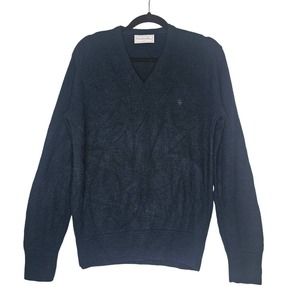 Christian Dior Men's M V-Neck Navy, Navy Logo Pullover Sweater